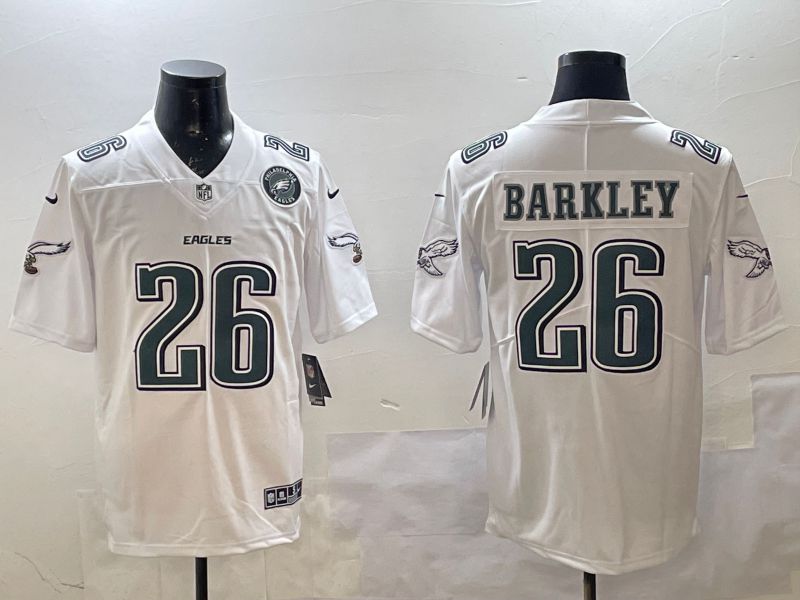 Men Philadelphia Eagles #26 Barkley White Fashion 2025 Nike Limited NFL Jersey style 2